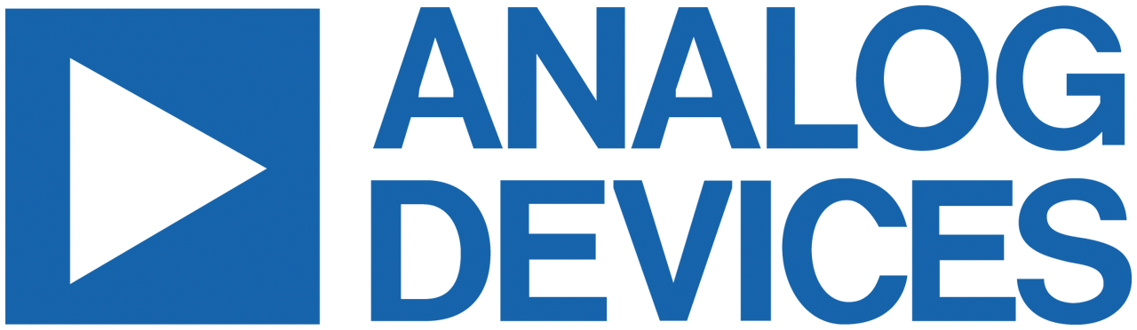 This image features the Analog Devices logo in a bold blue color.