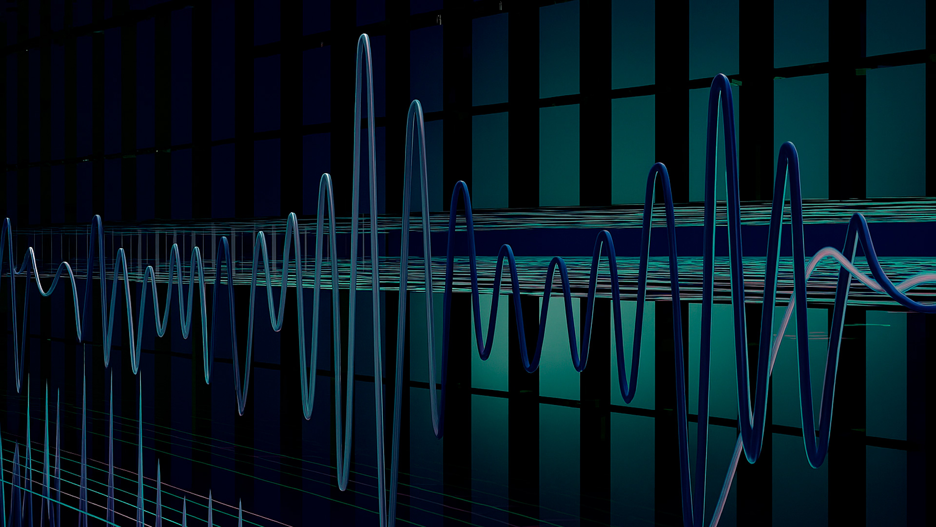 Abstract waveform visualization representing signal output and precision measurement in ABP2 Series I²C board‑mount pressure sensors