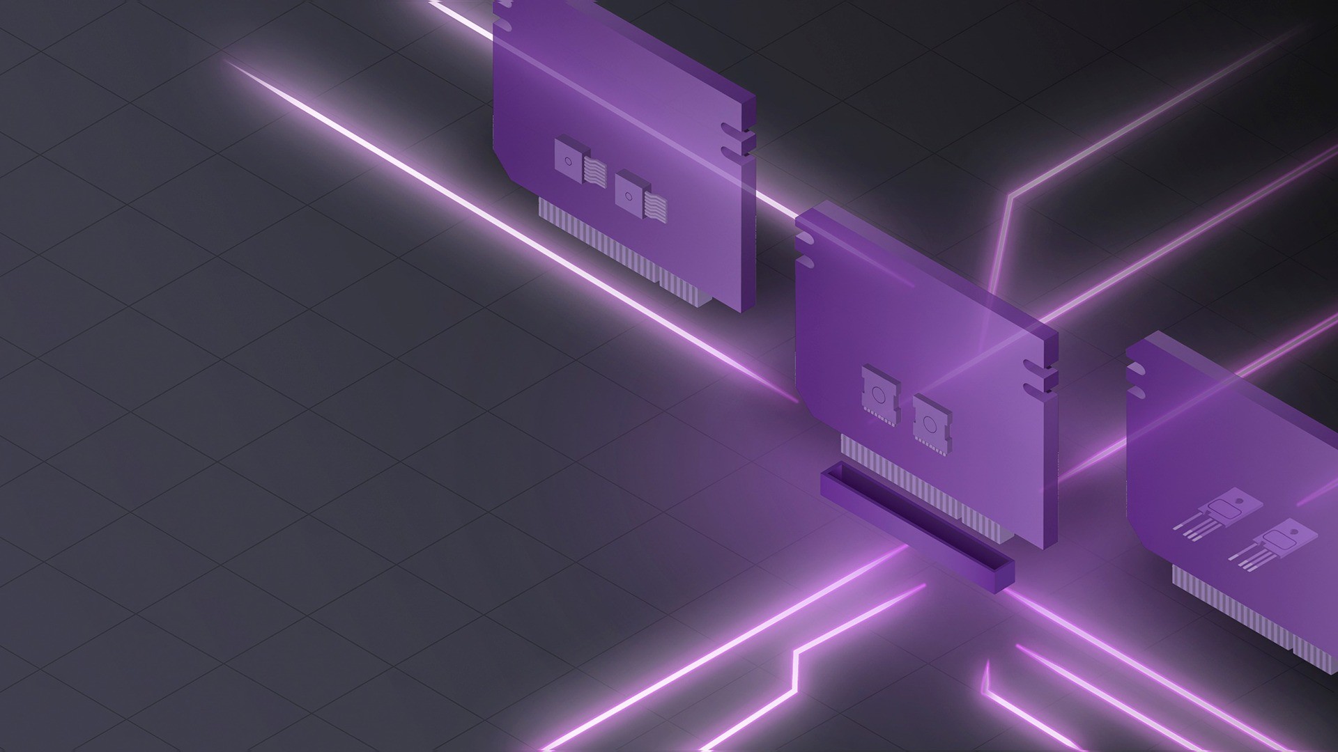 紫色调图形呈现数字数据传输的抽象表现