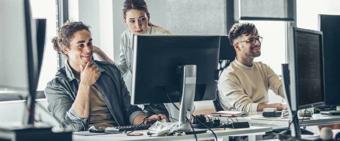  Software engineers programming in company