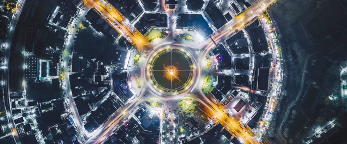 Overhead View Of Road Traffic In Thailand City 