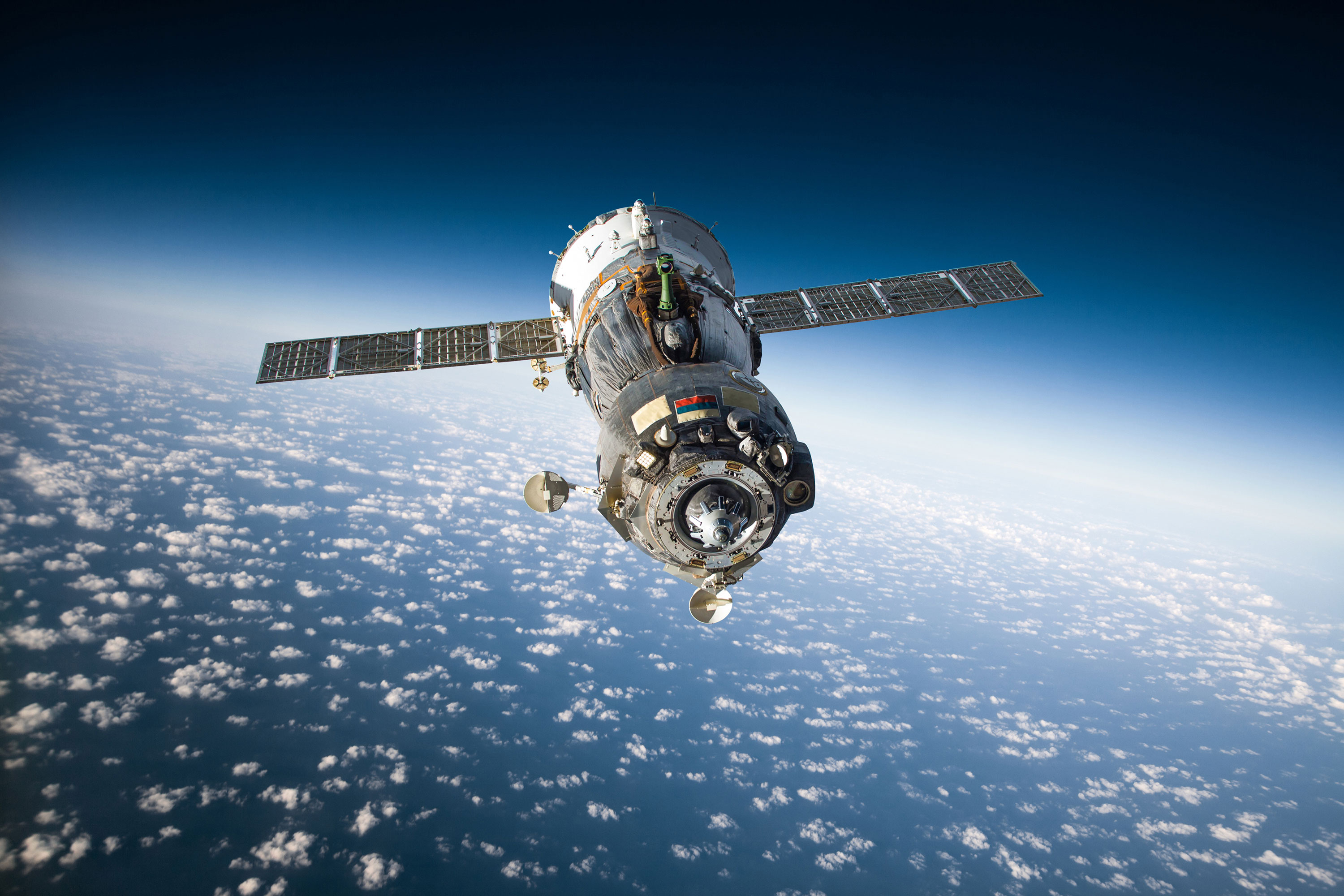 Spacecraft Soyuz Oribiting The Earth